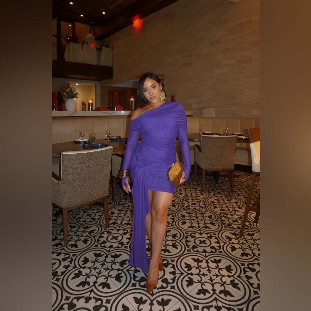 Elegant Purple One-Shoulder Dress